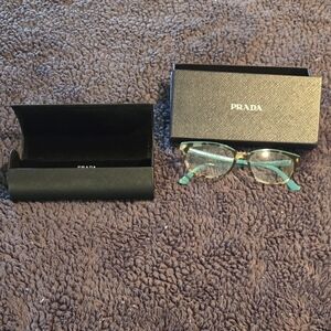 Prada Glasses with Teal Accents